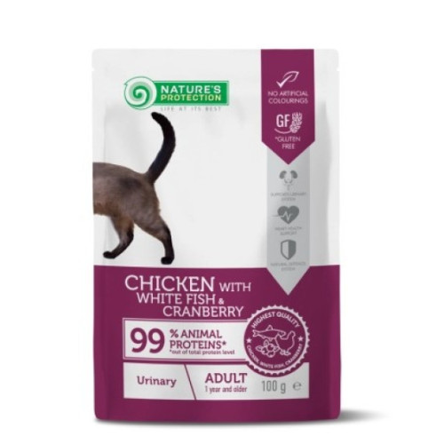 Nature's Protection 100g Urinary ((Chicken with White Fish & Cranberry)) Adult 保然主食濕包 成貓 泌尿護理 雞肉+白魚+蔓越莓 100克 (KIP54) (EXP: 03月/2027)